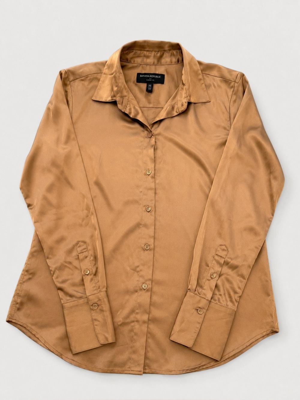 Banana Republic Classic Fit Satin Look Blouse in Bronze